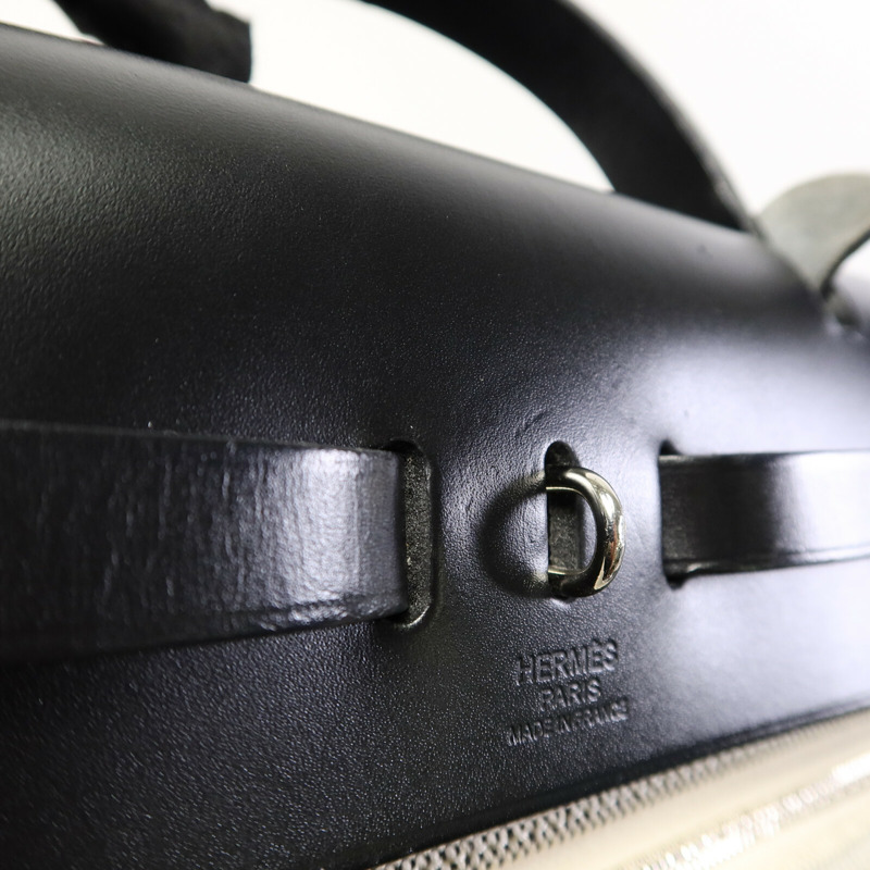 HERMES Toile H帆布Herbag PM手挽肩背兩用袋Ecru/Noir-16