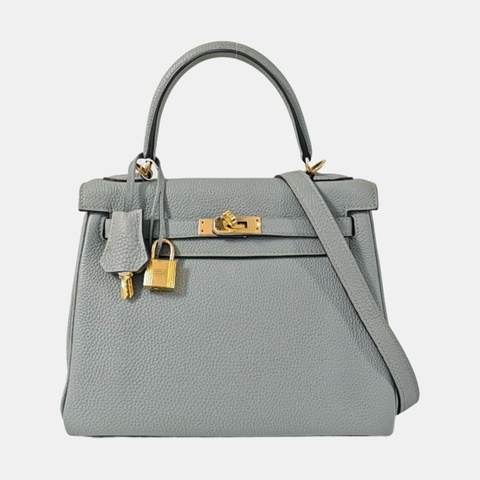 🔥HERMES Kelly 25 海鷗灰Togo牛皮凱莉包單肩包 金色五金A刻 可拆卸肩帶 🆕正品❤️