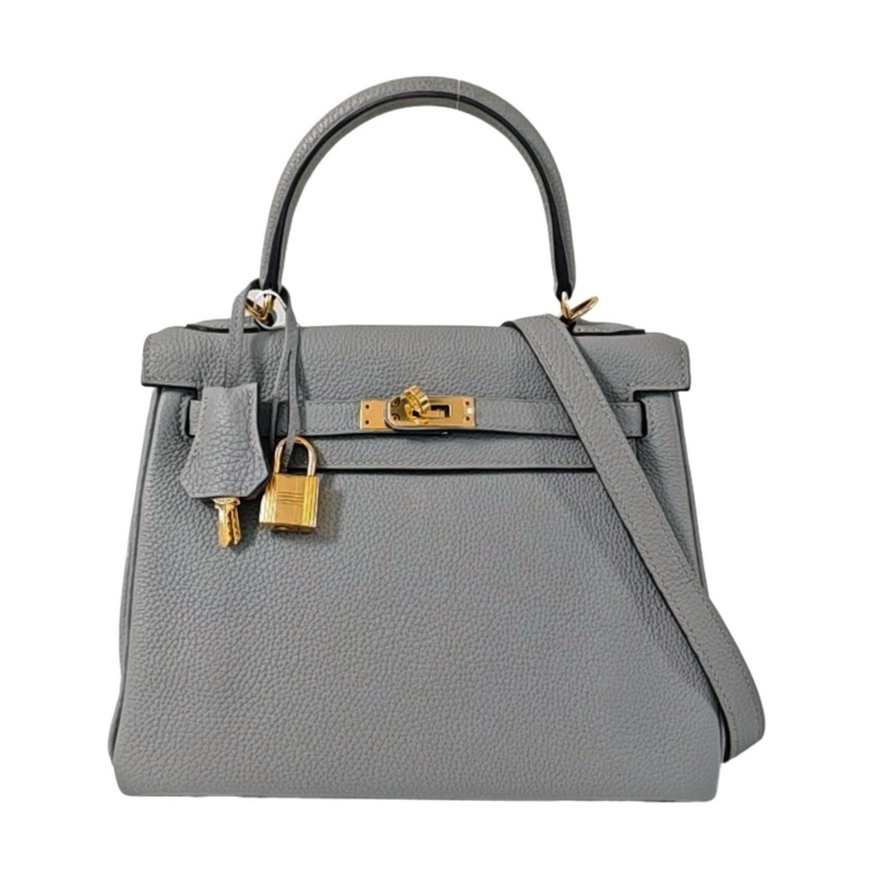 🔥HERMES Kelly 25 海鷗灰Togo牛皮凱莉包單肩包 金色五金A刻 可拆卸肩帶 🆕正品❤️-5