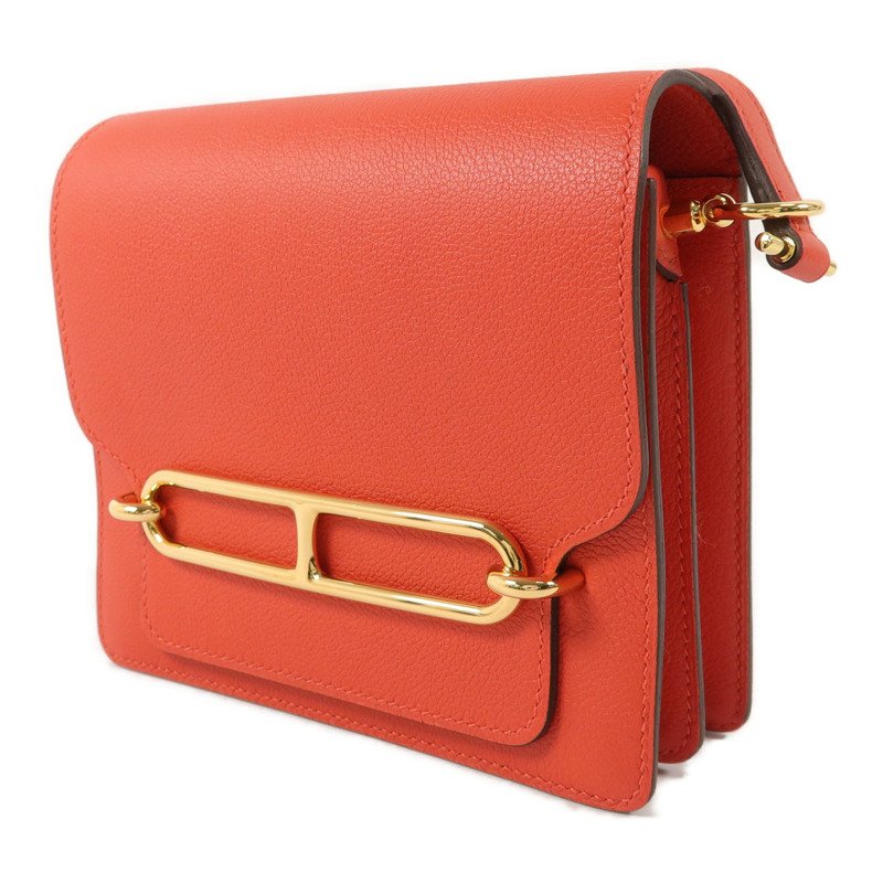 HERMES Evercolor皮革Roulis Mini肩背袋Rouge Tomate-2