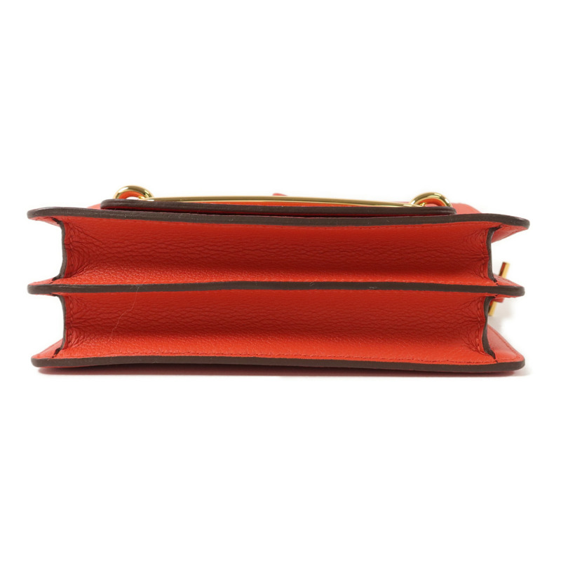 HERMES Evercolor皮革Roulis Mini肩背袋Rouge Tomate-3