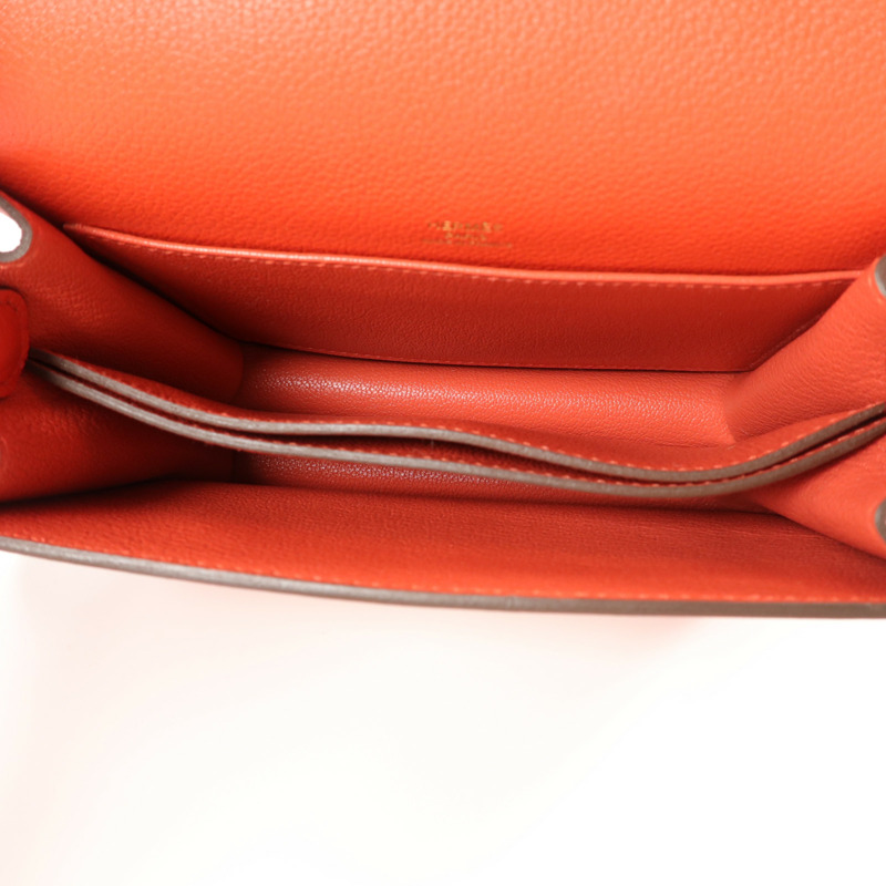 HERMES Evercolor皮革Roulis Mini肩背袋Rouge Tomate-4