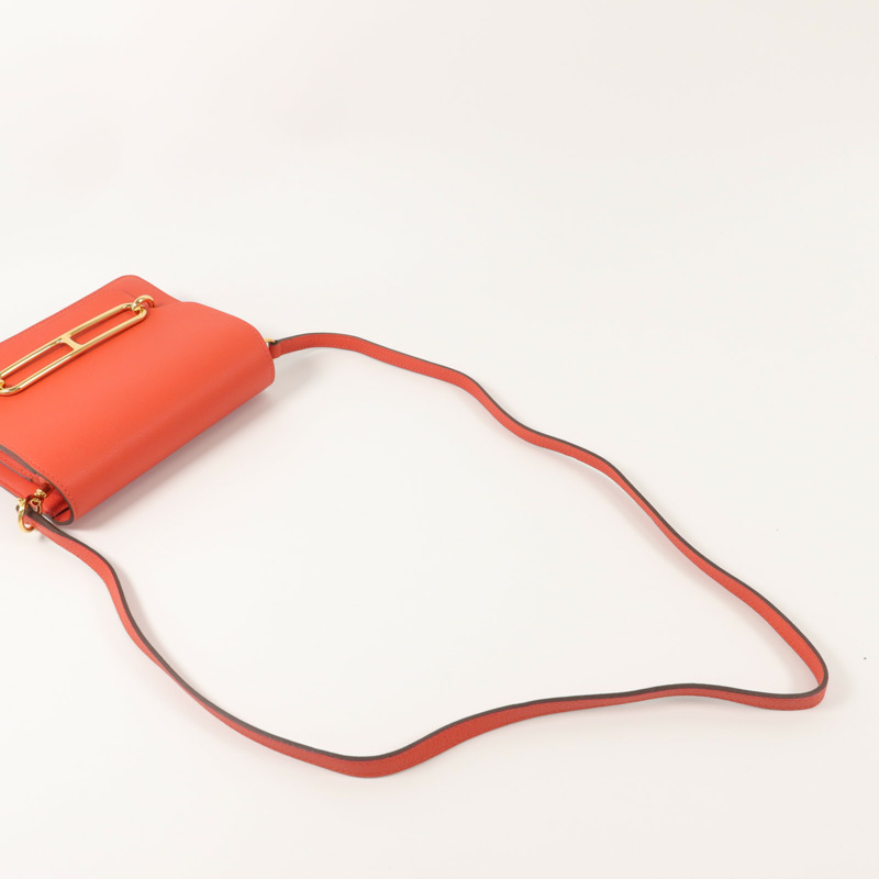 HERMES Evercolor皮革Roulis Mini肩背袋Rouge Tomate-7