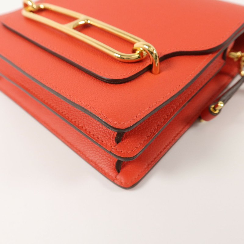 HERMES Evercolor皮革Roulis Mini肩背袋Rouge Tomate-12