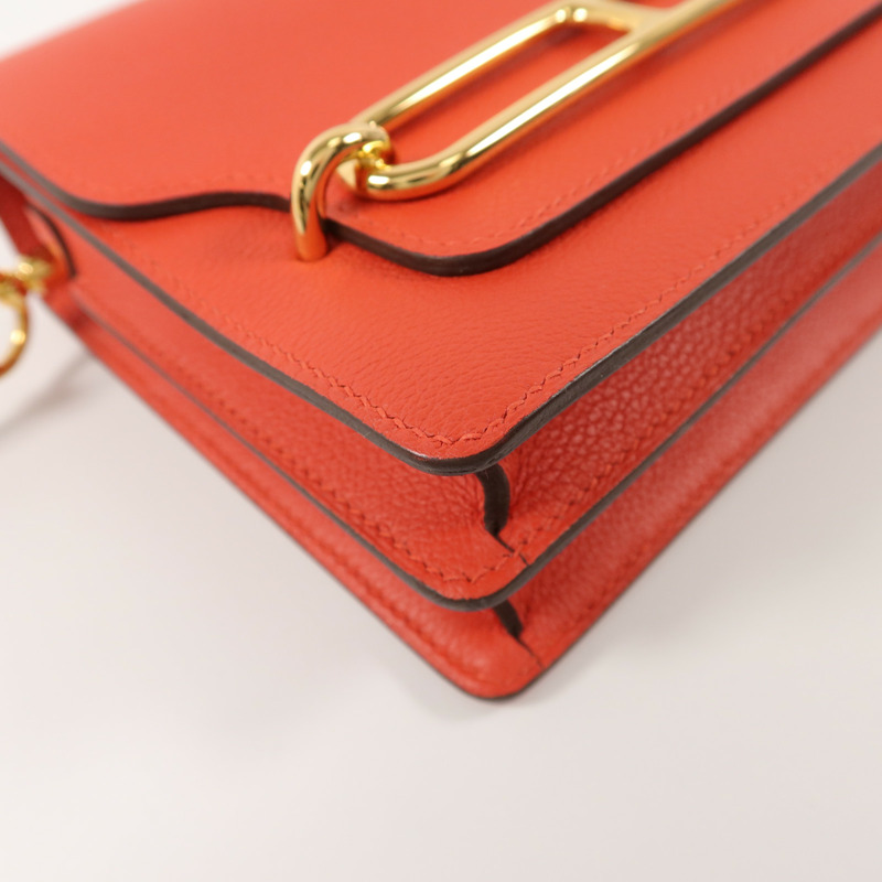 HERMES Evercolor皮革Roulis Mini肩背袋Rouge Tomate-13