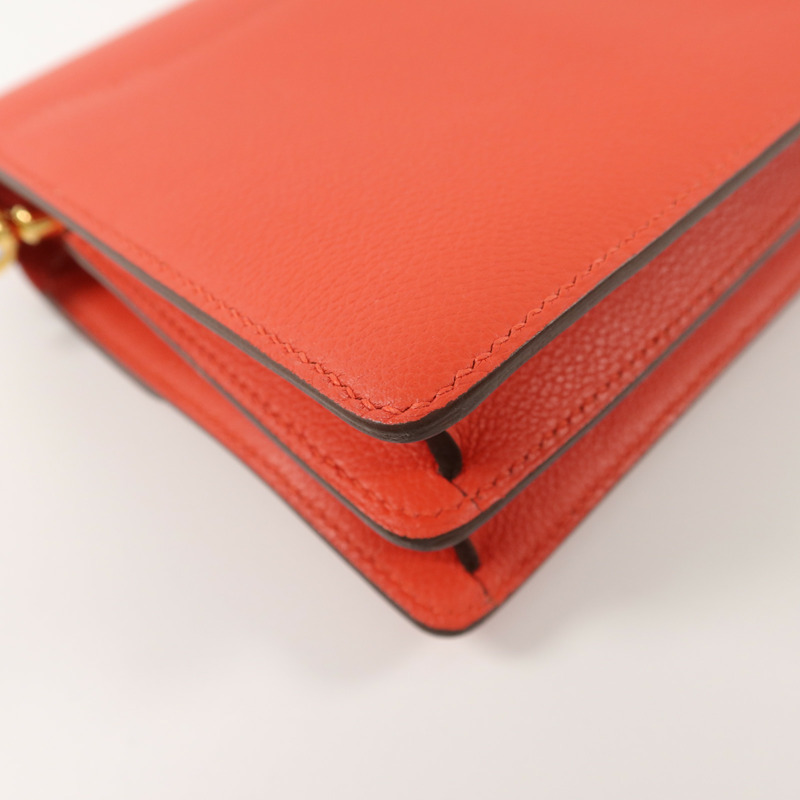 HERMES Evercolor皮革Roulis Mini肩背袋Rouge Tomate-15