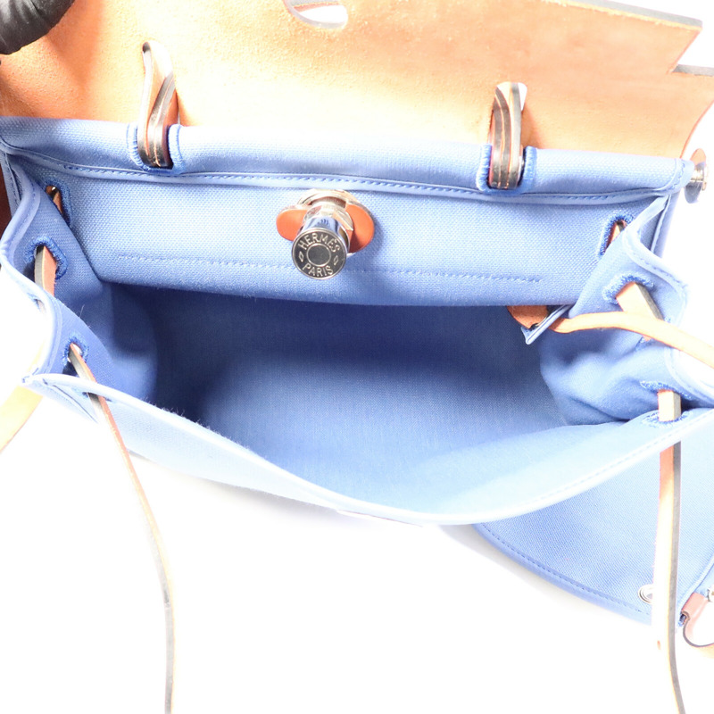 HERMES 帆布Herbag PM手挽肩背兩用袋Bleu Agate/Rouge H-4