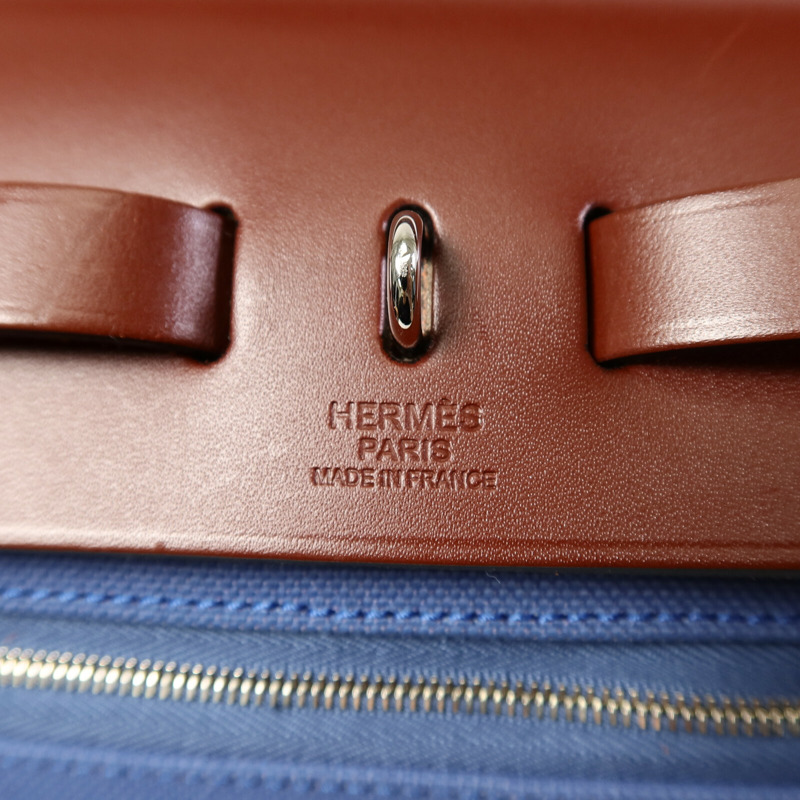 HERMES 帆布Herbag PM手挽肩背兩用袋Bleu Agate/Rouge H-5