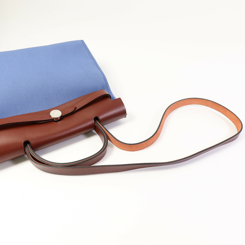 HERMES 帆布Herbag PM手挽肩背兩用袋Bleu Agate/Rouge H-10