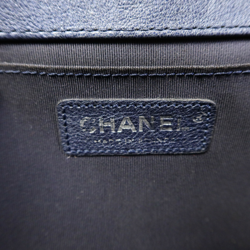 CHANEL 牛皮皮革Boy 25鏈帶手挽肩背兩用袋-5