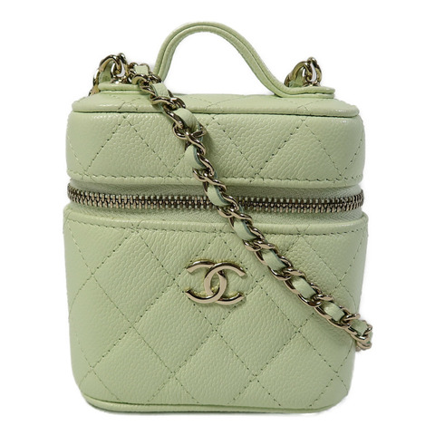 CHANEL 牛皮皮革Mini Vanity Case鏈帶肩背袋