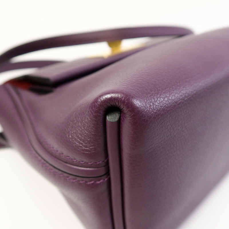 HERMES Evercolor皮革24/24 Mini手挽肩背兩用袋Cassis/Rouge Grenade-9