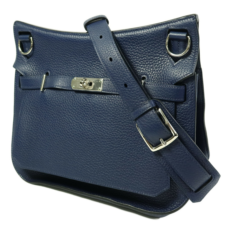 HERMES Clemence皮革Jypsiere 28肩背袋Bleu Saphir-1