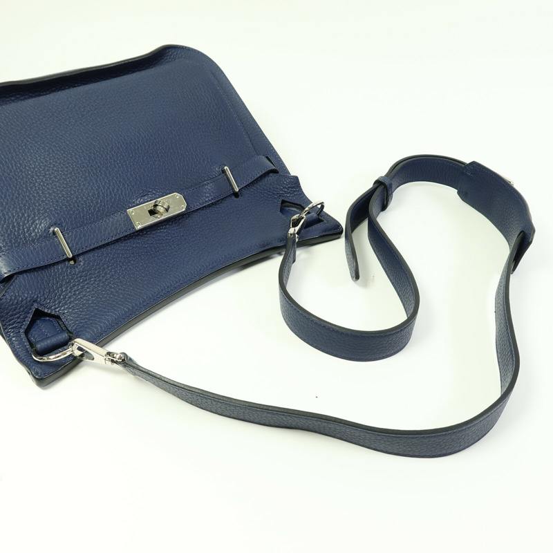 HERMES Clemence皮革Jypsiere 28肩背袋Bleu Saphir-8