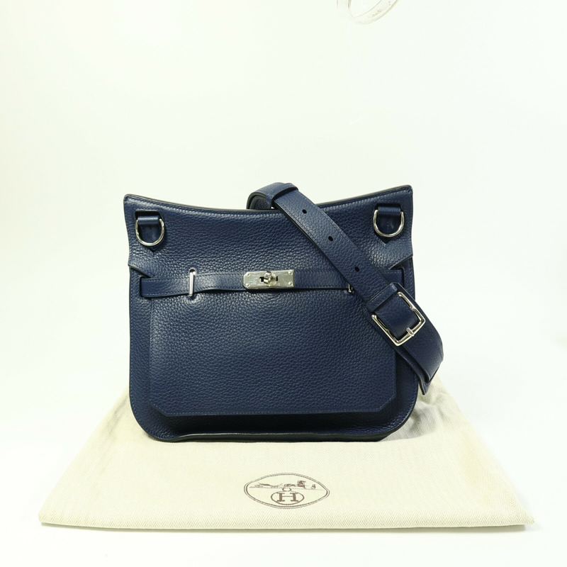 HERMES Clemence皮革Jypsiere 28肩背袋Bleu Saphir-9