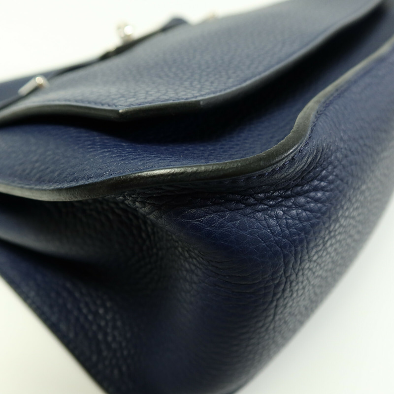 HERMES Clemence皮革Jypsiere 28肩背袋Bleu Saphir-10