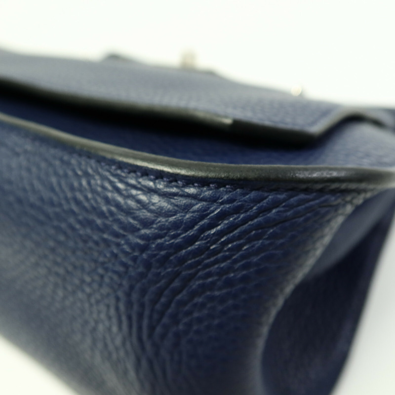 HERMES Clemence皮革Jypsiere 28肩背袋Bleu Saphir-11