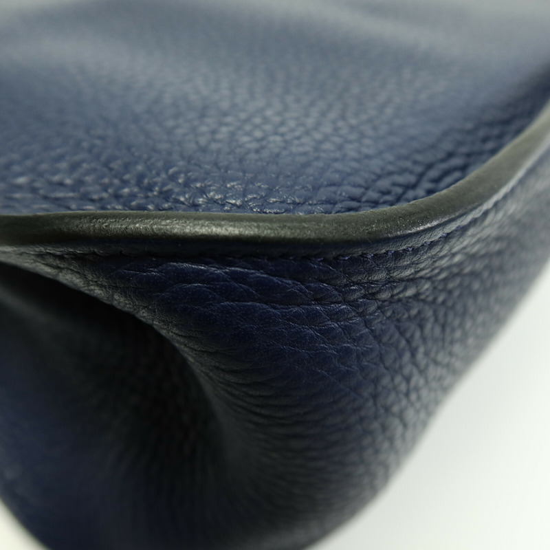HERMES Clemence皮革Jypsiere 28肩背袋Bleu Saphir-12