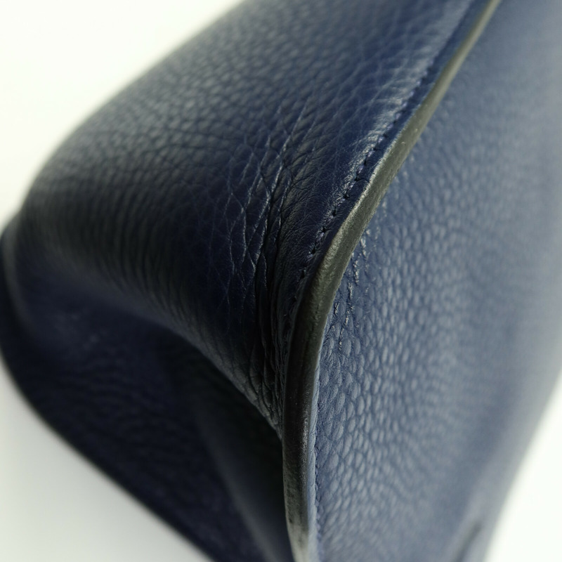 HERMES Clemence皮革Jypsiere 28肩背袋Bleu Saphir-13
