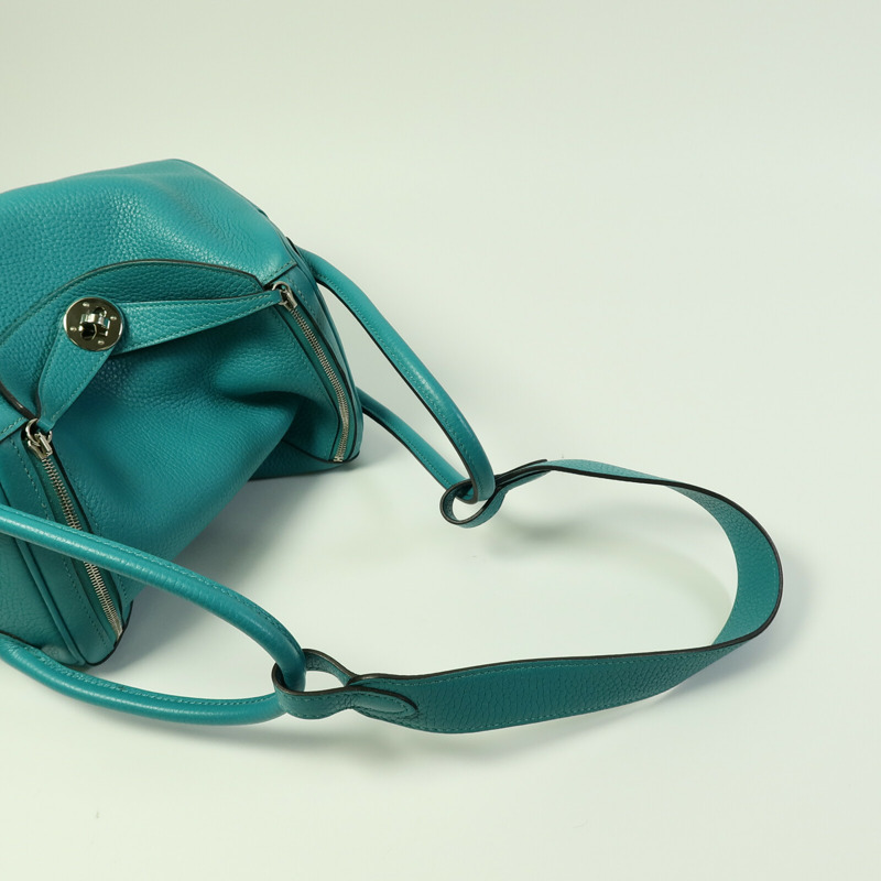 HERMES 皮革Lindy 26手挽肩背兩用袋Bleu Paon-8