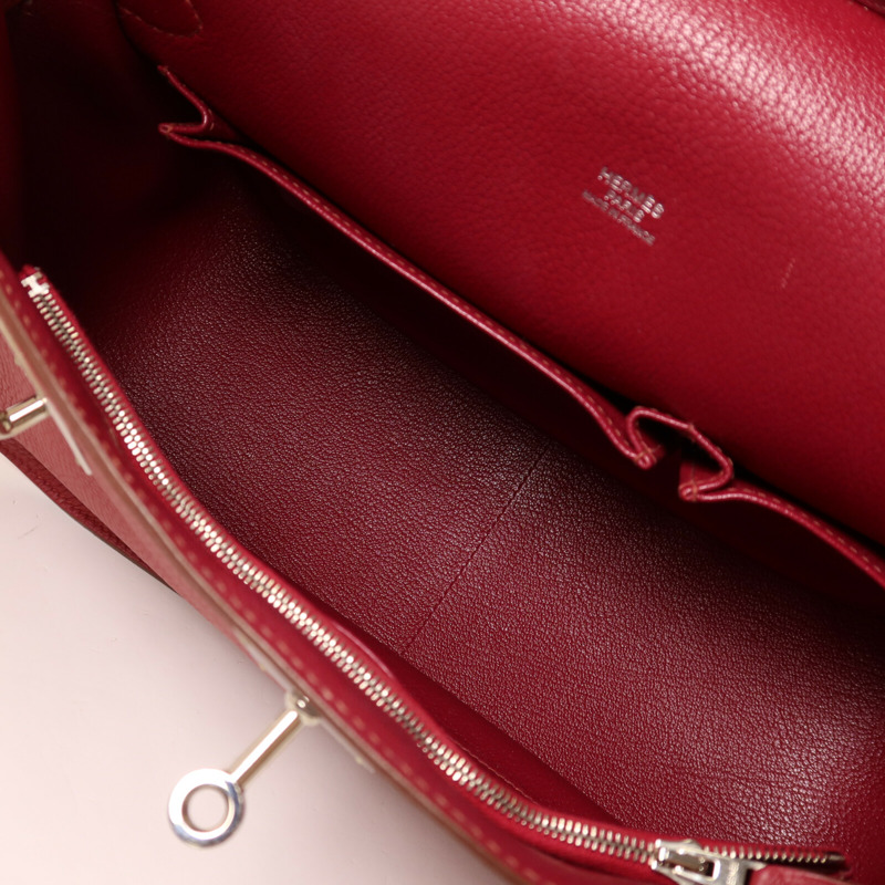 HERMES Clemence皮革Jypsiere 31肩背袋Rouge Grenade-4