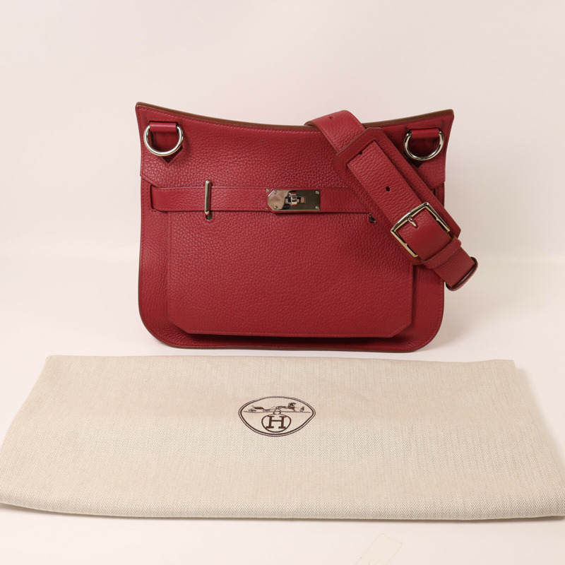 HERMES Clemence皮革Jypsiere 31肩背袋Rouge Grenade-8