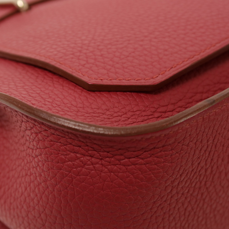 HERMES Clemence皮革Jypsiere 31肩背袋Rouge Grenade-10