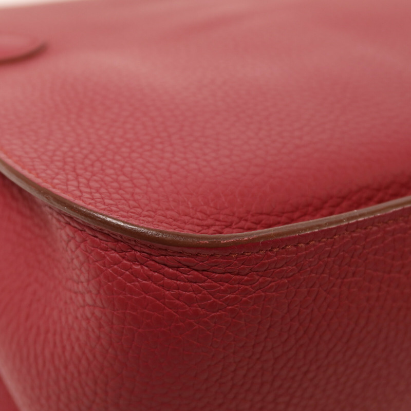 HERMES Clemence皮革Jypsiere 31肩背袋Rouge Grenade-12