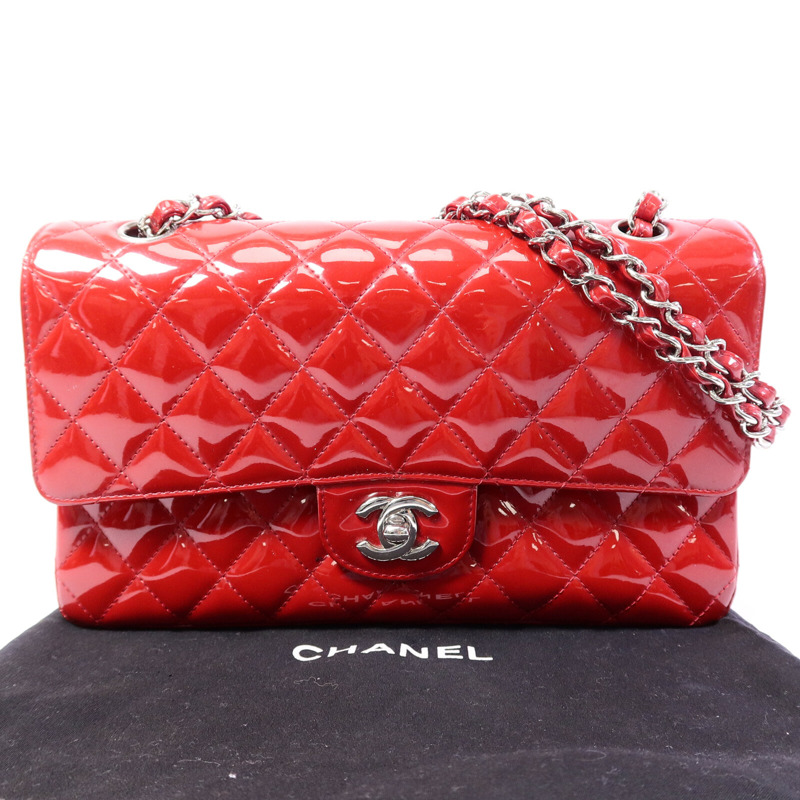 CHANEL 漆皮皮革Chain Shoulder Bag鏈帶肩背袋-9