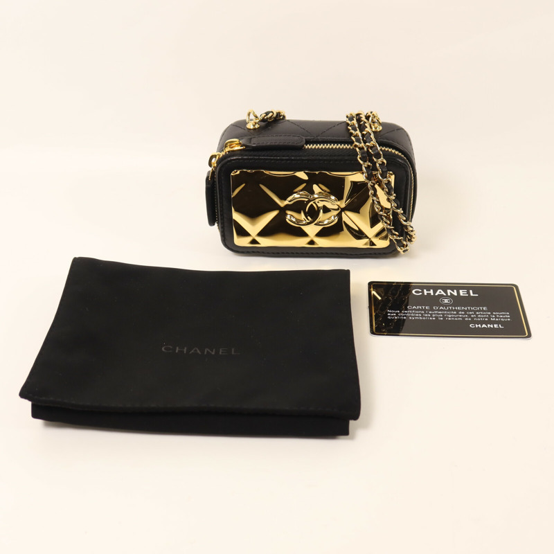 CHANEL 羊皮皮革Mini Vanity Case鏈帶肩背袋-9