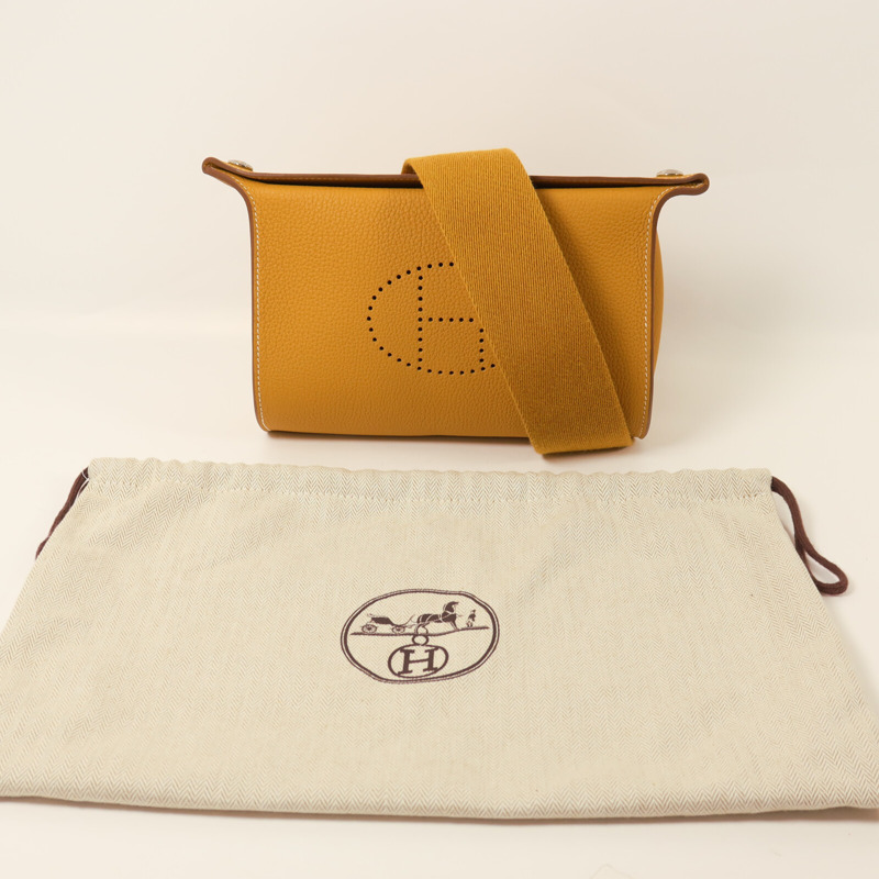 HERMES Togo皮革Videpoches Bag肩背袋Biscuit-9