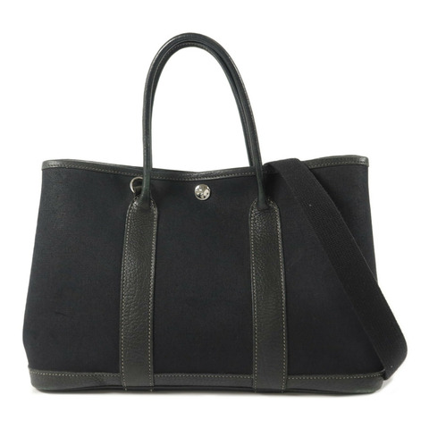 HERMES 帆布Garden Party PM手挽肩背兩用袋Noir