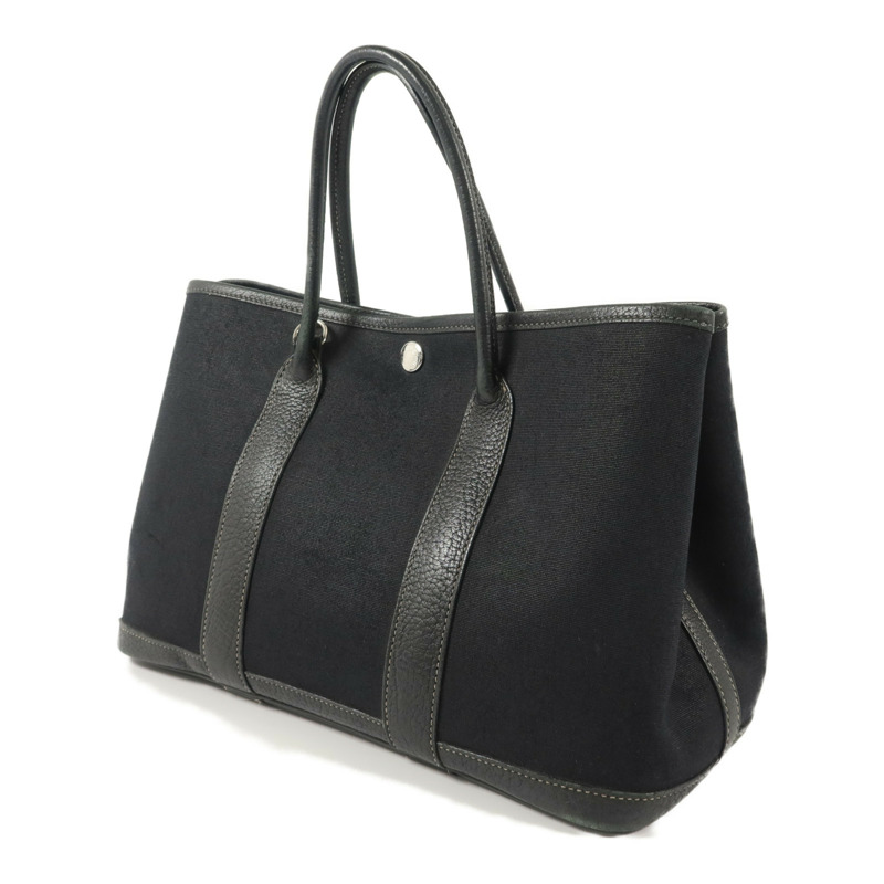 HERMES 帆布Garden Party PM手挽肩背兩用袋Noir-2