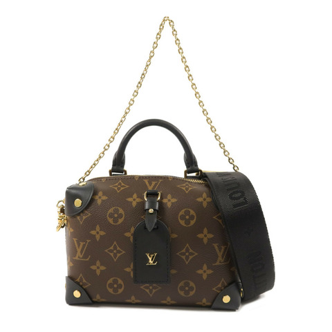 LOUIS VUITTON Monogram Petite Malle Souple金扣手挽肩背兩用袋棕色