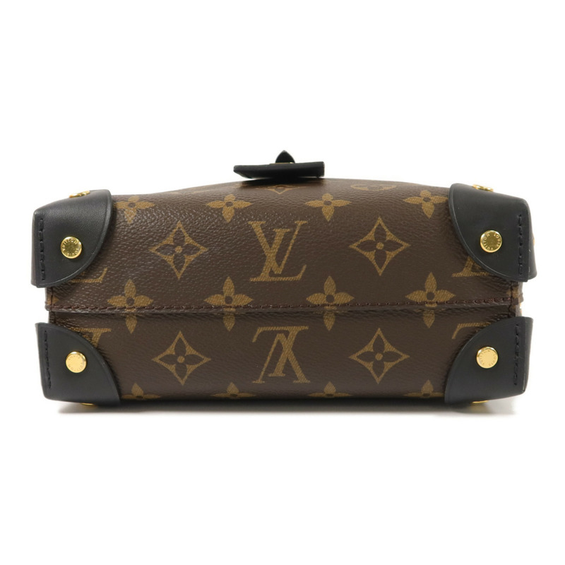 LOUIS VUITTON Monogram Petite Malle Souple金扣手挽肩背兩用袋棕色-3