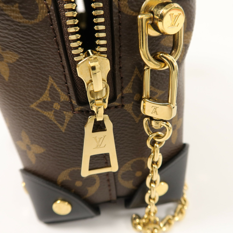 LOUIS VUITTON Monogram Petite Malle Souple金扣手挽肩背兩用袋棕色-10