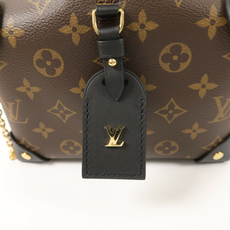 LOUIS VUITTON Monogram Petite Malle Souple金扣手挽肩背兩用袋棕色-11