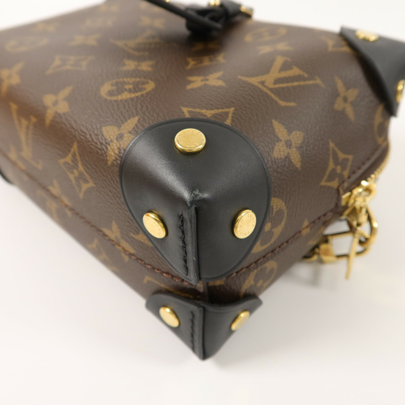 LOUIS VUITTON Monogram Petite Malle Souple金扣手挽肩背兩用袋棕色-12