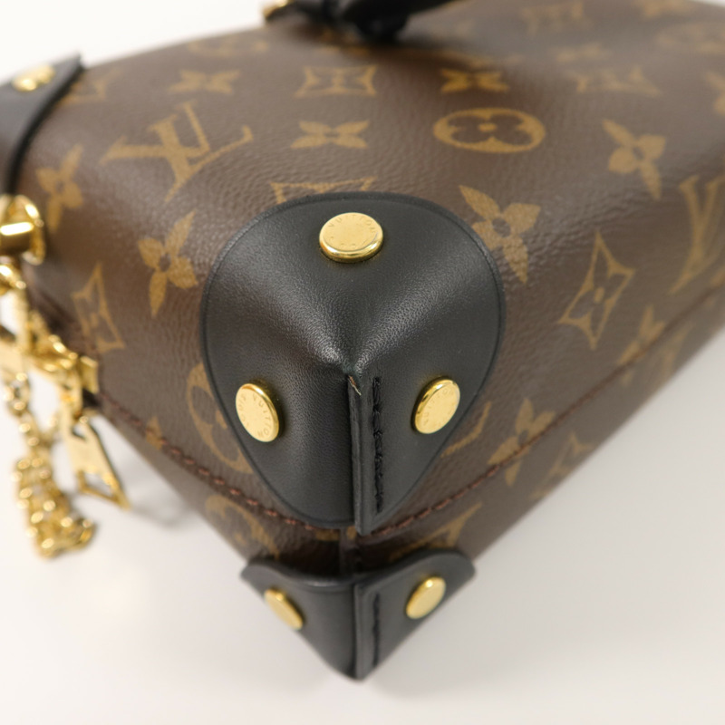 LOUIS VUITTON Monogram Petite Malle Souple金扣手挽肩背兩用袋棕色-13