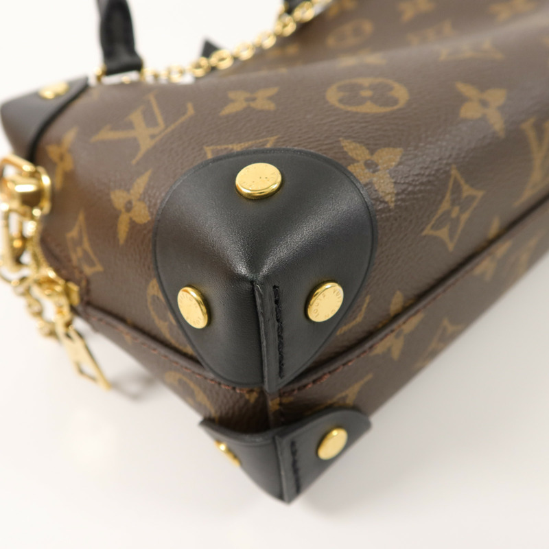 LOUIS VUITTON Monogram Petite Malle Souple金扣手挽肩背兩用袋棕色-15