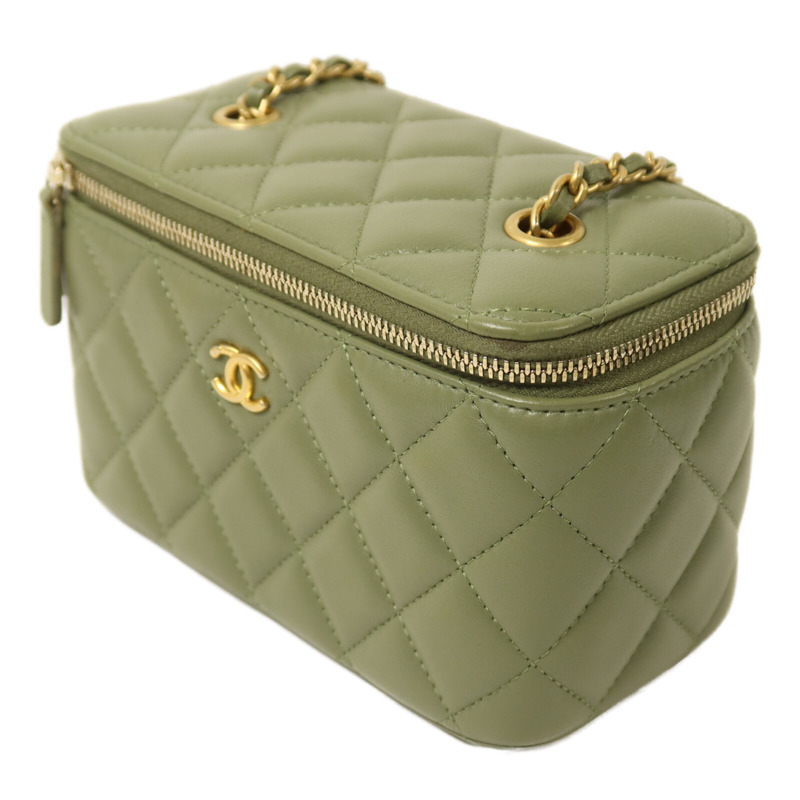 CHANEL 羊皮皮革Vanity Case With Gold Ball鏈帶肩背袋-2
