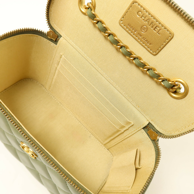 CHANEL 羊皮皮革Vanity Case With Gold Ball鏈帶肩背袋-4