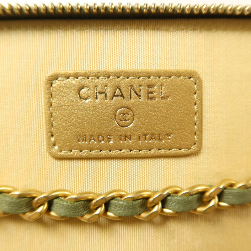 CHANEL 羊皮皮革Vanity Case With Gold Ball鏈帶肩背袋-5