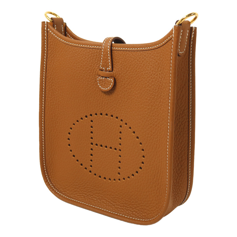 HERMES Clemence皮革Evelyne TPM肩背袋Gold-2