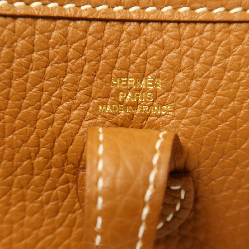HERMES Clemence皮革Evelyne TPM肩背袋Gold-5