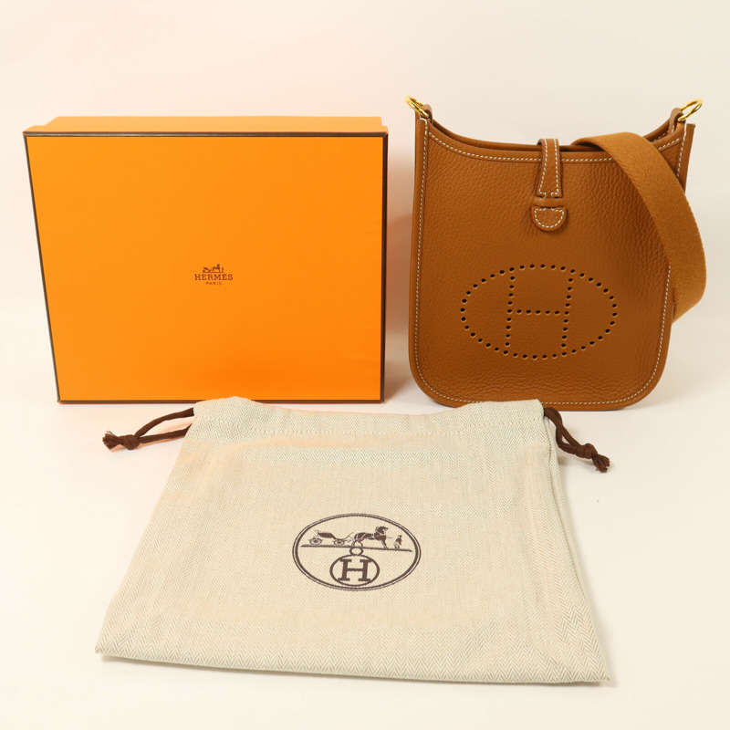 HERMES Clemence皮革Evelyne TPM肩背袋Gold-8