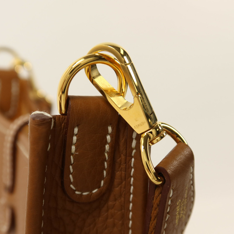 HERMES Clemence皮革Evelyne TPM肩背袋Gold-9
