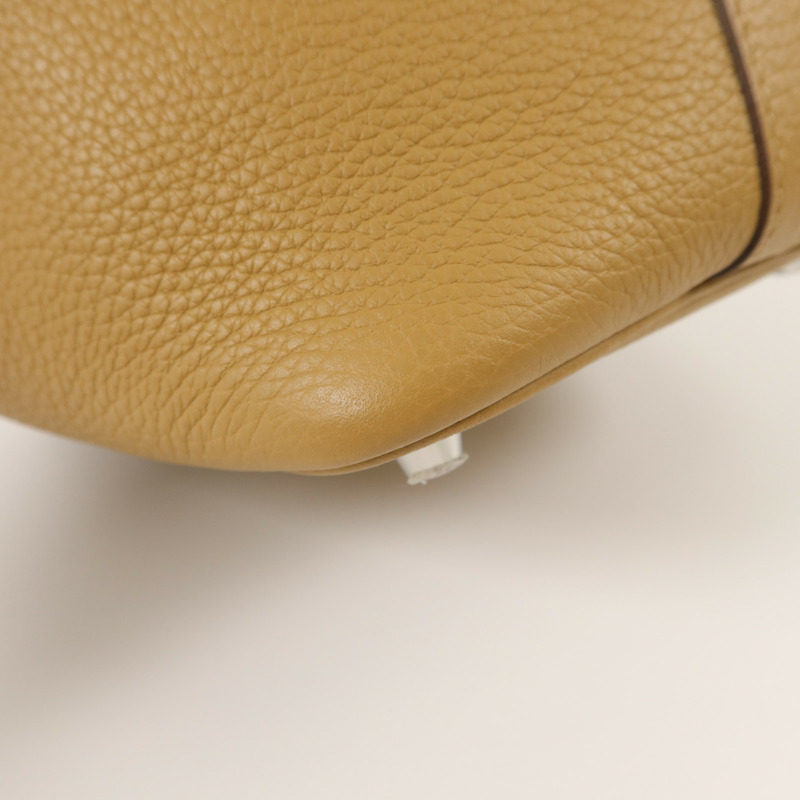 HERMES Clemence皮革Picotin PM手挽袋Biscuit-12