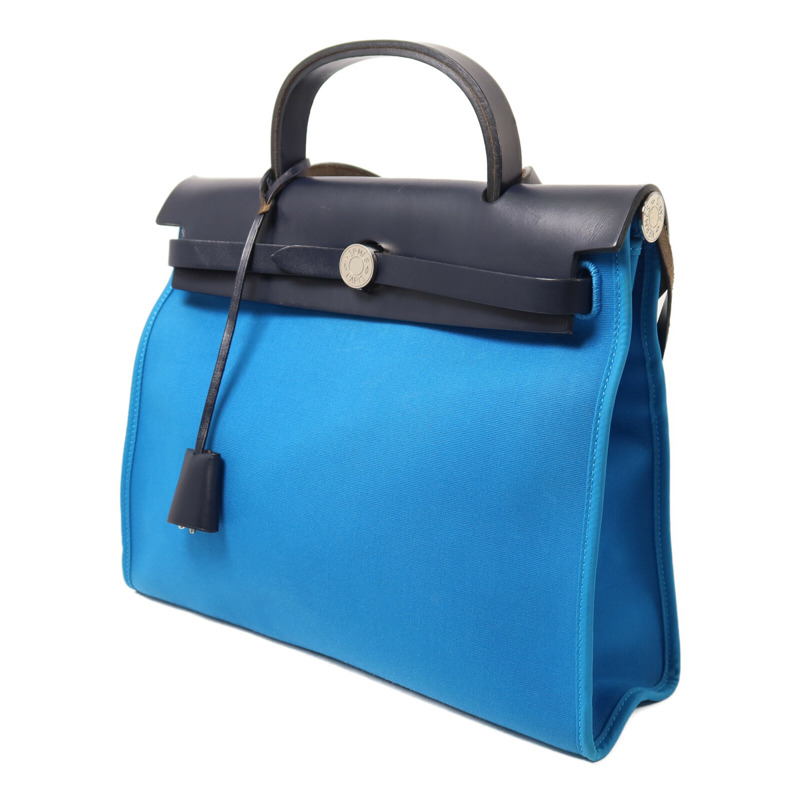 HERMES 帆布Herbag PM手挽肩背兩用袋Bleu Zanzibar-2