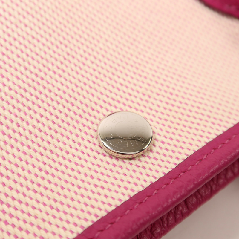 HERMES Toile H帆布Garden Party PM手挽袋Rose Pourpre-8